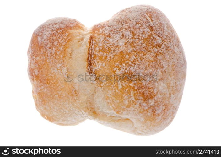 White wheat round bread isolated on white background.