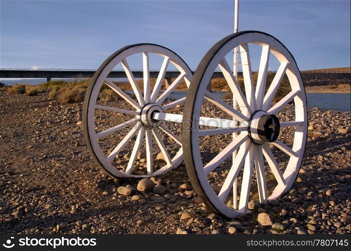 White wheels near bridge in Patagonia, Argentina