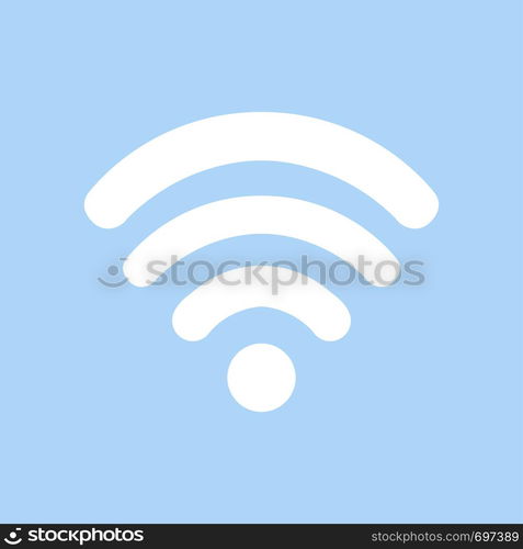 White wi fi vector icon on blue background. Wi fi icon in flat design. Eps10. White wi fi vector icon on blue background. Wi fi icon in flat design