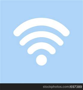 White wi fi vector icon on blue background. Wi fi icon in flat design. Eps10. White wi fi vector icon on blue background. Wi fi icon in flat design