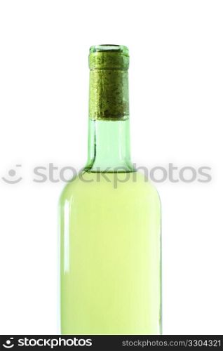 White wine bottle isolated on white background