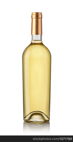 White wine bottle isolated on white Background. White wine bottle