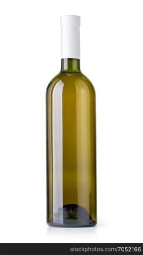 white wine bottle isolated on white background with clipping path