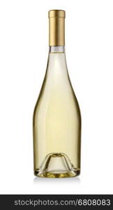 white wine bottle isolated on white background, wiyh clipping path