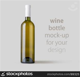 white wine bottle mock up.Grey background with clipping path
