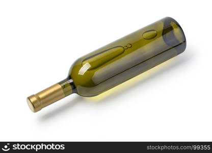 white wine bottle on white background with clipping path