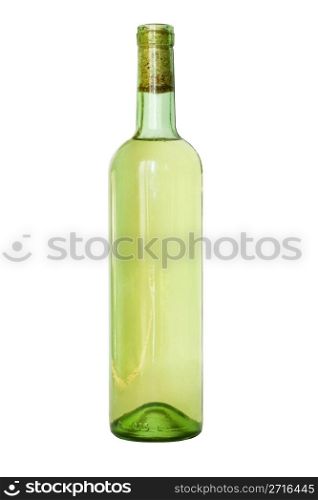 White wine bottle with cork isolated on white background