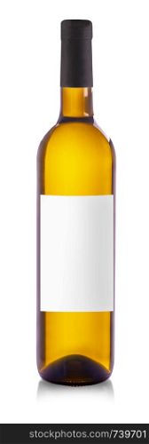 white wine bottle with label isolated over white background