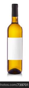 white wine bottle with label isolated over white background