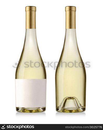 white wine bottles isolated on white background