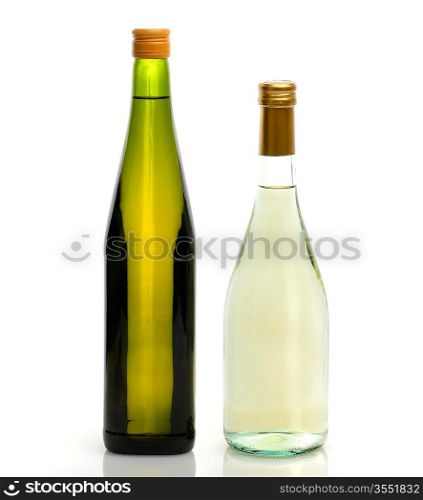 White Wine Bottles On White Background