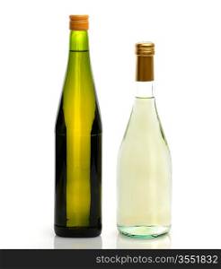 White Wine Bottles On White Background