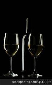 white wine glass silhouette black background