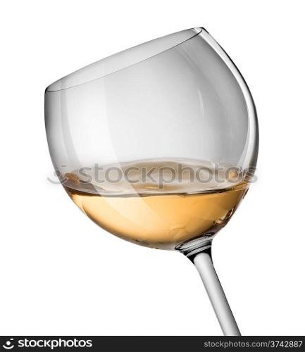 White wine in a glass isolated on a white background