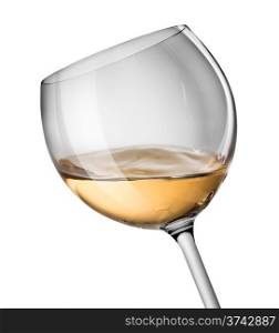 White wine in a glass isolated on a white background