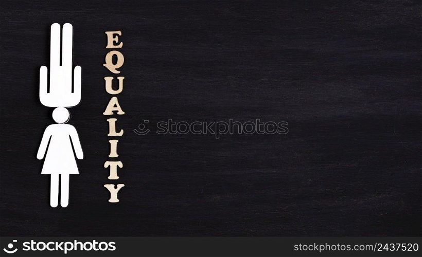 white woman man characters equality concept copy space