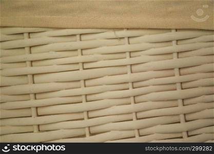 White wooden basket textile close up