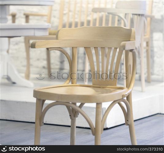 white wooden chair at the cafe
