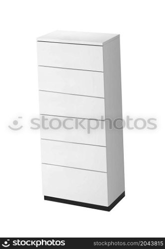 White wooden drawers cabinet isolated