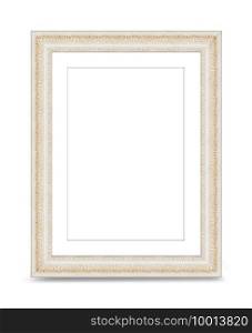 White wooden frame for picture or photo, frame for a mirror isolated on white background. With clipping path
