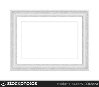 White wooden frame for picture or photo, frame for a mirror isolated on white background. With clipping path