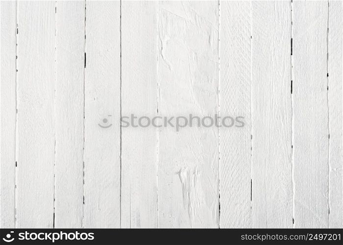 White wooden table texture background flat lay top view