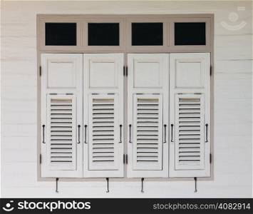 White wooden window of vintage house in Bangkok,Thailand