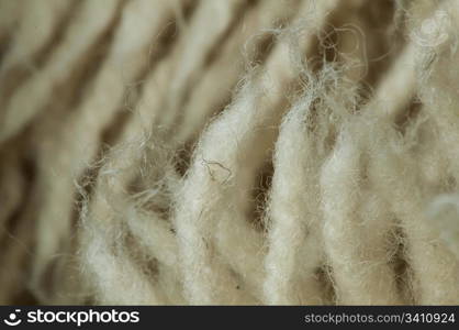 White wool fibers closeup