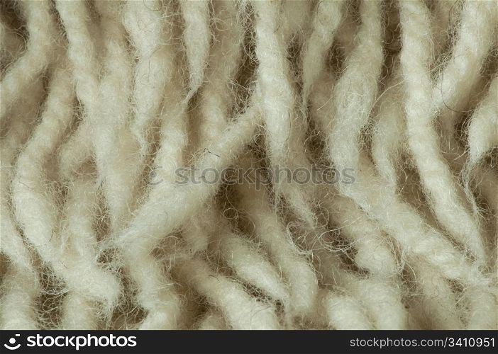 White wool fibers closeup