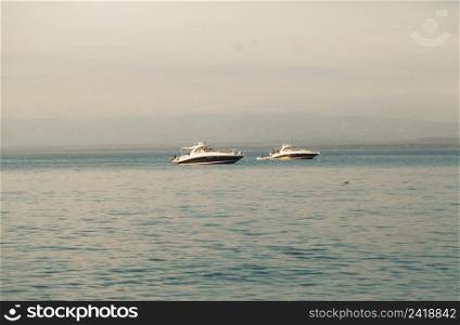 white yachts sea