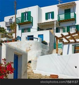 Whitewashed houses in Mykonos in Greece