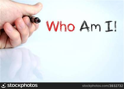 Who am i text concept isolated over white background