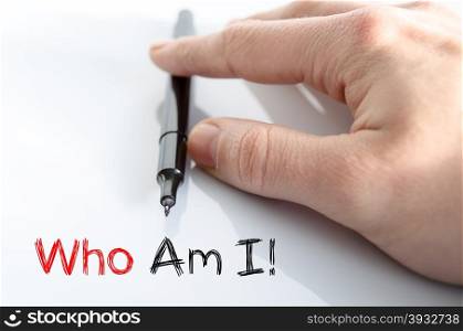 Who am i text concept isolated over white background