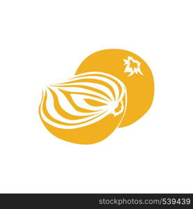 Whole and sliced onions icon in simple style isolated on white background. Onion icon, simple style