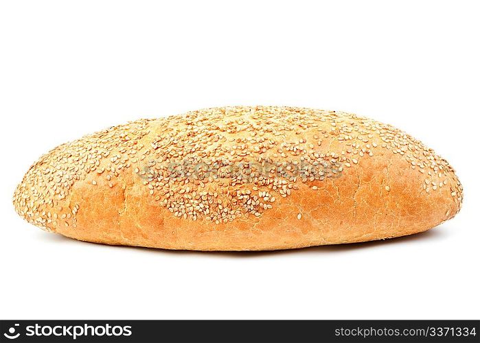 whole bread with sesame isolated on white background