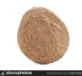 Whole coconut isolated on white background