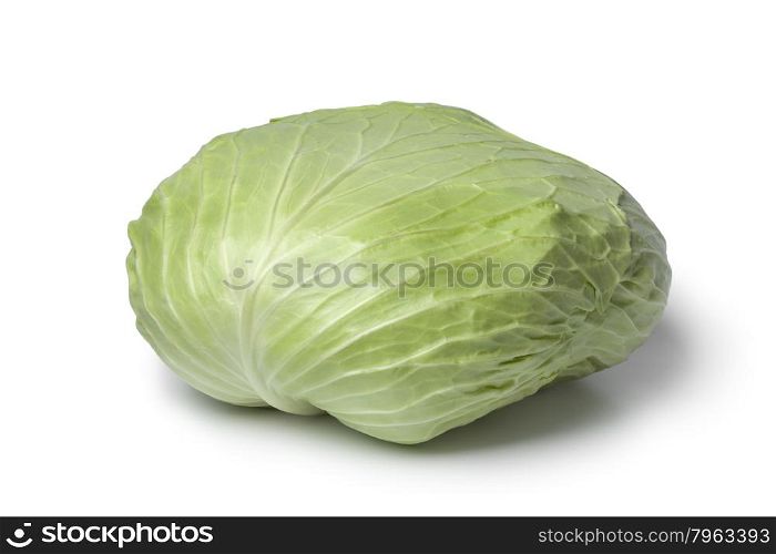 Whole coolwrap cabbage on white background