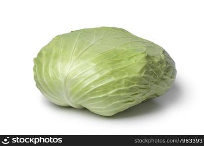 Whole coolwrap cabbage on white background