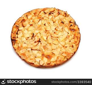 whole dessert sweet apple pie isolated on white