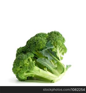 whole fresh green broccoli cabbage on white background, close up