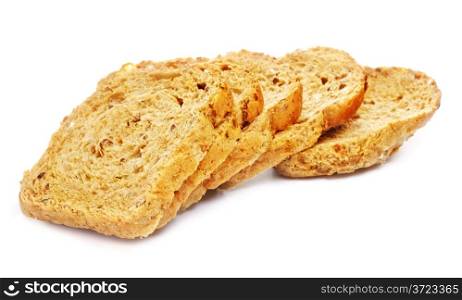 whole grain bread slices, isolated on white