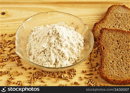 whole grain bread with flour
