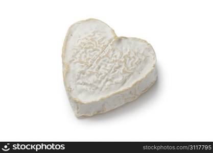 Whole hHeartshaped Neufchatel cheese on white background