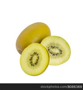 whole kiwi fruit and half . delicious whole kiwi fruit and half on white background