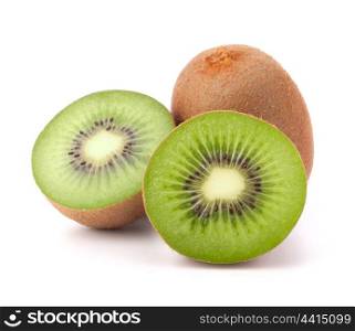 Whole kiwi fruit and his segments isolated on white background cutout