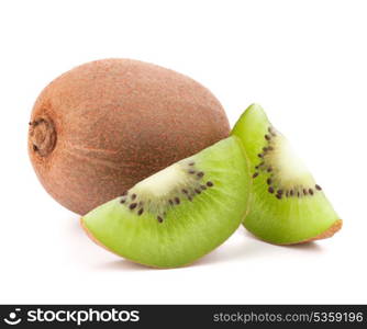 Whole kiwi fruit and his segments isolated on white background cutout