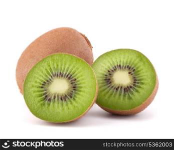 Whole kiwi fruit and his segments isolated on white background cutout