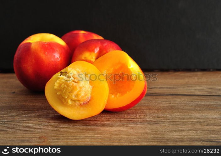 Whole nectarines with only one cut in half