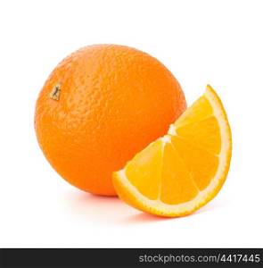 Whole orange fruit and his segment or cantle isolated on white background cutout