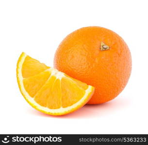 Whole orange fruit and his segment or cantle isolated on white background cutout